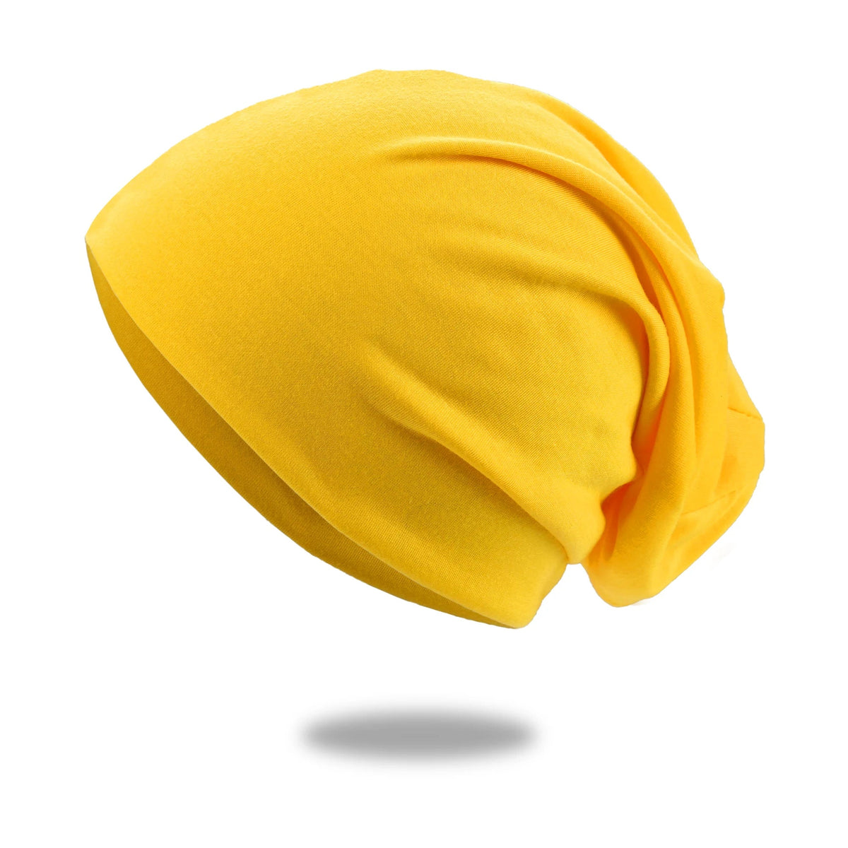Yellow Belro Cozy Slouch Hat Beanie Cap with a relaxed, slouchy fit and ribbed knit texture, perfect for winter accessories.