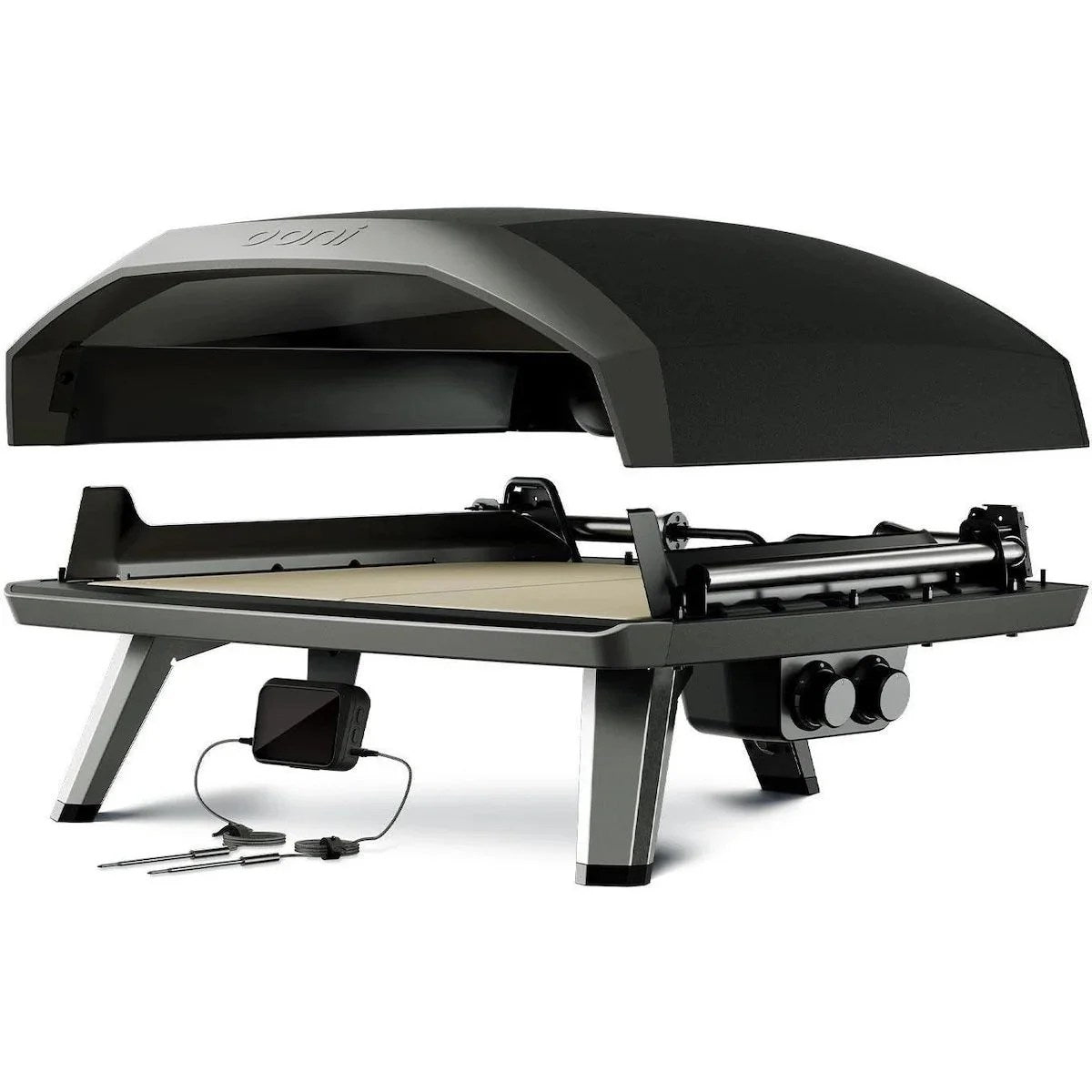 Casavibeo Ooni Koda 2 Max 24-inch propane outdoor pizza oven with stainless steel body and built-in thermometer.