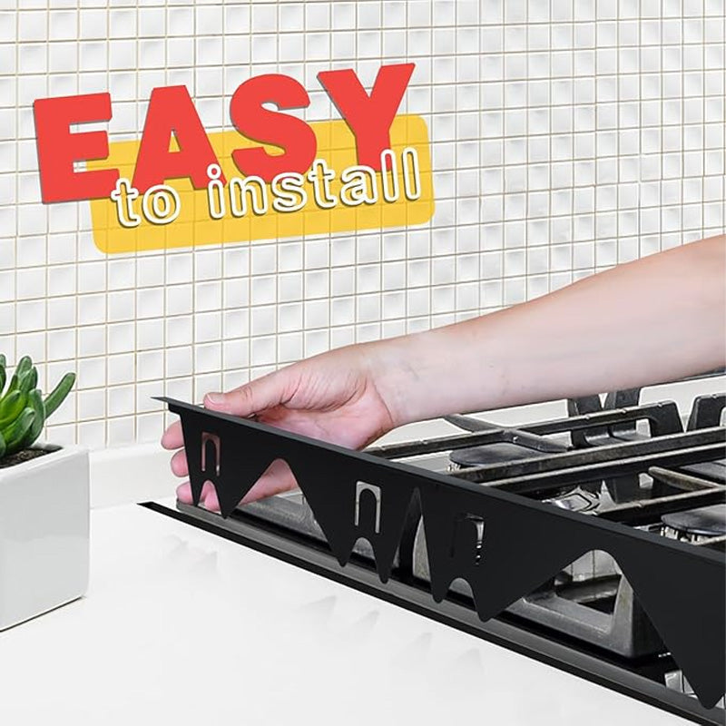 Belro stove gap cover placed between kitchen stove and countertop, made of durable material for seamless kitchen gap filling.