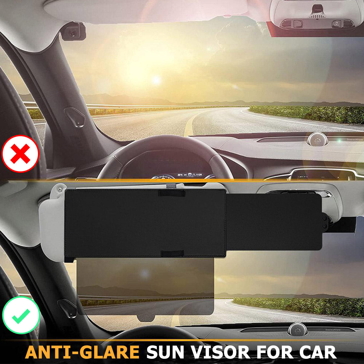 Belro sun visor for car, electronic accessory, shown attached to a vehicle window, providing shade and glare reduction.